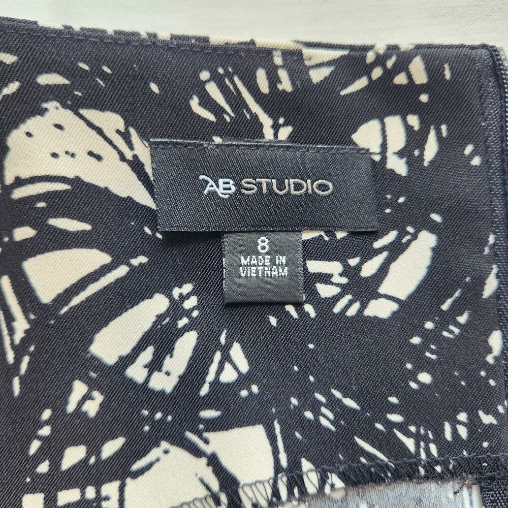 AB Studio Womens 8 Dress Black White Print Whimsy Goth Sleèveless Comfort Casual - Picture 4 of 11